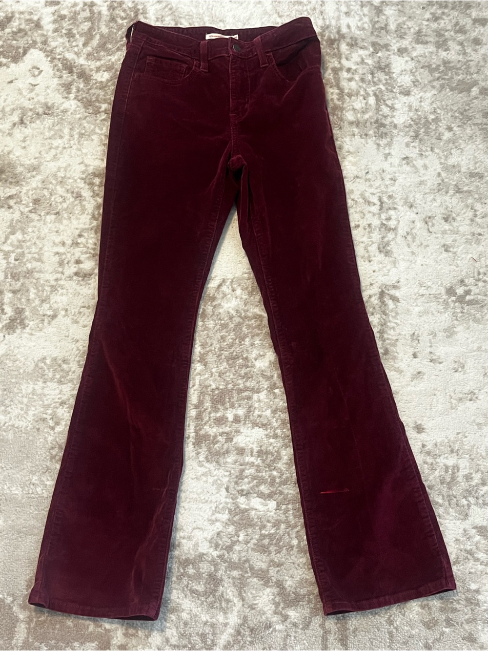 Levi's 725 High Rise Bootcut Corduroy Pants Womens 26 Burgundy Maroon